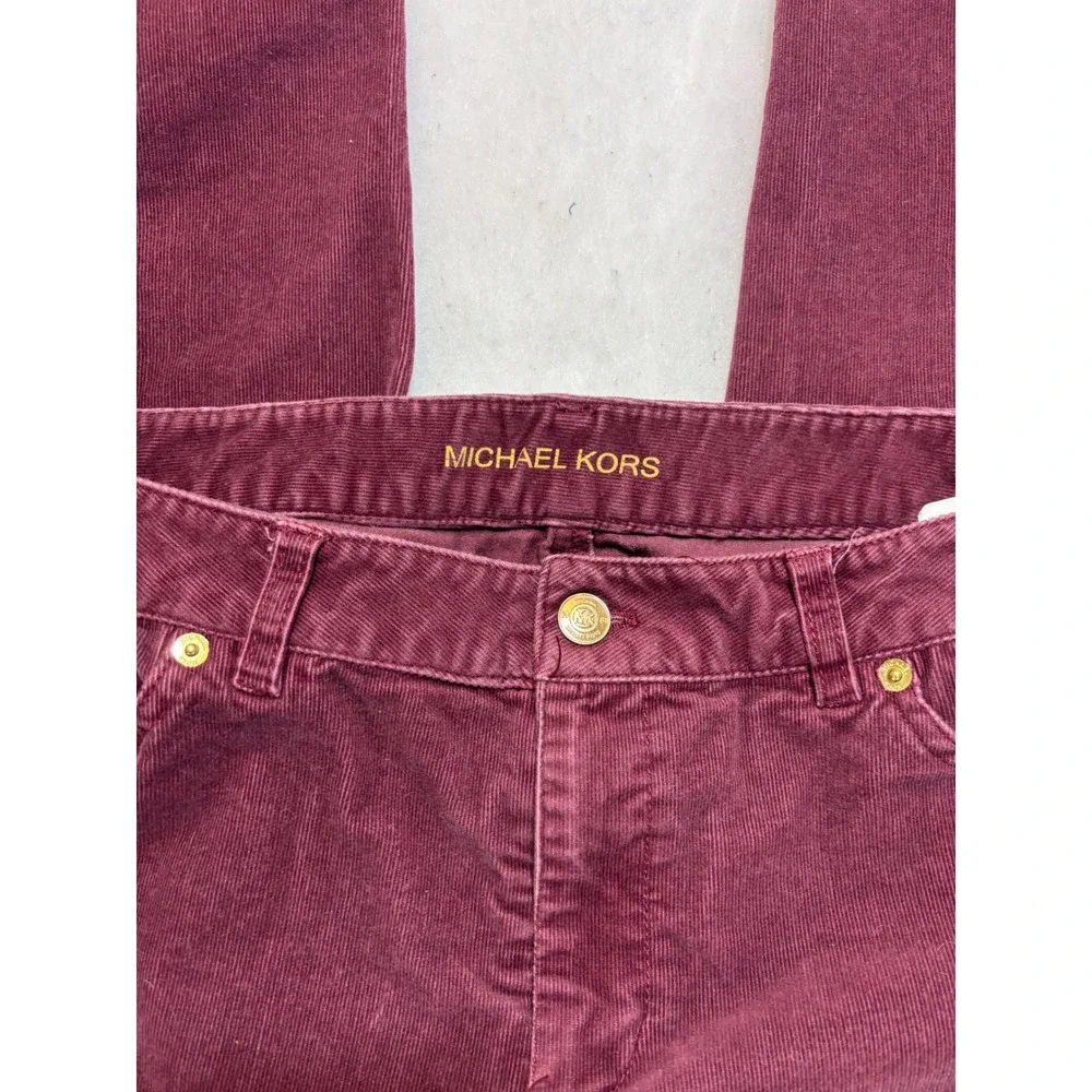 Michael Kors Burgundy Corduroy Pants Slim‎ Fit Women Size 6 - Picture 5 of 10
